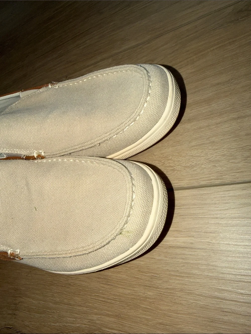 Tommy Bahama Costa Venetian slip-on shoes canvas upper brown leather accents 10